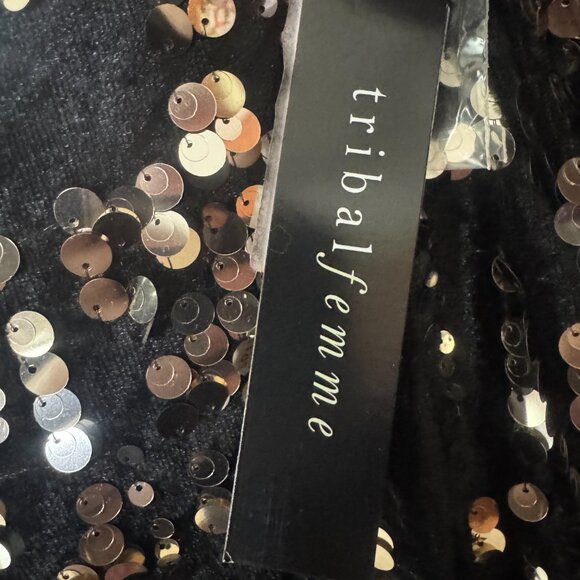 Tribal Femme Black Velvet Spangle Dress NWT - Picture 4 of 5